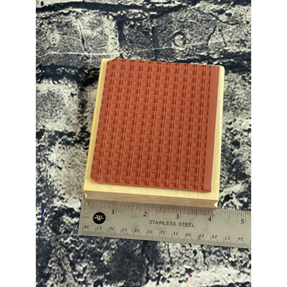 Great Impressions PLAID PATTERN Wood Mount Rubber Stamp #K82 - Picture 8 of 8